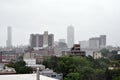 Boston skyline during Hurricane Irene