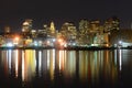 Boston Skyline at night, Massachusetts, USA Royalty Free Stock Photo