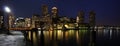 Boston SKyline at night panorama Royalty Free Stock Photo