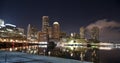 Boston skyline at night time Royalty Free Stock Photo