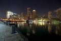 Boston skyline at night time Royalty Free Stock Photo
