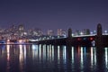 Boston skyline at night time Royalty Free Stock Photo