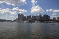 Boston skyline seen from Piers Park, Massachusetts Royalty Free Stock Photo