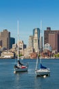 Boston skyline seen from Piers Park, Massachusetts Royalty Free Stock Photo