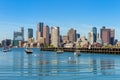 Boston skyline seen from Piers Park, Massachusetts Royalty Free Stock Photo