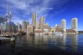 Boston skyline with skyscraper reflections into the ocean Royalty Free Stock Photo