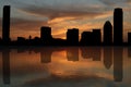 Boston skyline at sunset Royalty Free Stock Photo