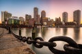 Boston skyline at sunset