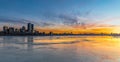 Boston skyline at sunset. Massachusetts, United States. Royalty Free Stock Photo