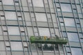 Boston Skyline syscraper group workers cleaning windows service 15 may 2005 Royalty Free Stock Photo