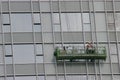 Boston Skyline syscraper group workers cleaning windows service 15 may 2005 Royalty Free Stock Photo