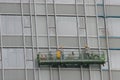 Boston Skyline syscraper group workers cleaning windows service 15 may 2005 Royalty Free Stock Photo