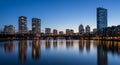 Boston Skyline Twilight: Stunning Cityscape Reflection on Charles River Royalty Free Stock Photo