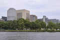 Boston Skyline view from Charles river in Boston Massachusettes State of USA Royalty Free Stock Photo