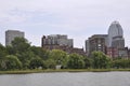 Boston Skyline view from Charles river in Boston Massachusettes State of USA Royalty Free Stock Photo