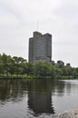 Boston Skyline view from Charles river in Boston Massachusettes State of USA Royalty Free Stock Photo