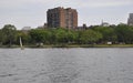 Boston Skyline view from Charles river in Boston Massachusettes State of USA Royalty Free Stock Photo