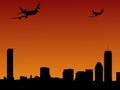 Boston skylines and planes Royalty Free Stock Photo