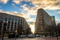 Boston Street Buildings at sunset - Boston, Massachusetts, USA