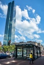 Boston street with skyscraper