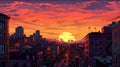 Boston Sunset In 1930s: A Pixel Art Illustration