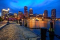 Boston sunset skyline at Fan Pier Massachusetts Royalty Free Stock Photo