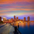 Boston sunset skyline at Fan Pier Massachusetts