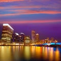 Boston sunset skyline at Fan Pier Massachusetts Royalty Free Stock Photo