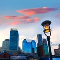 Boston sunset skyline at Fan Pier Massachusetts Royalty Free Stock Photo