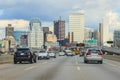 Boston traffic with downtown in background Royalty Free Stock Photo