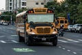 BOSTON UNITED STATES 05.09.2017 - typical American yellow school bus drinving in the center of the city of Boston Royalty Free Stock Photo