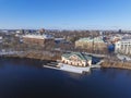 Boston University DeWolfe Boathouse aerial view, Cambridge, MA, USA Royalty Free Stock Photo