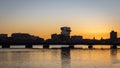 Boston University's newest building on the coast at sunset