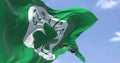 Flag of Celtics Boston waving in the wind on a clear day