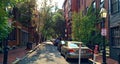 Street in Beacon Hill, a historic neighborhood in Boston, Massachusetts Royalty Free Stock Photo