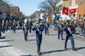 Bagpipe Band in Saint Patrick`s Day parade Boston, USA Royalty Free Stock Photo