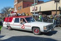 Ghostbusters Car in Saint Patrick`s Day parade Boston, USA Royalty Free Stock Photo