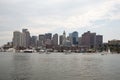 Boston skyline and cityscape from the harbor Royalty Free Stock Photo