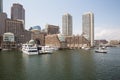 Boston skyline and cityscape from the harbor Royalty Free Stock Photo