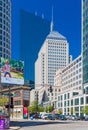 Boston, USA: The street of Boston, view of John Hancock Tower, Berkeley Building Royalty Free Stock Photo