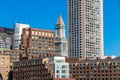 Boston waterfront with skyscrapers and bridge