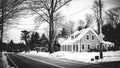 Boston wintery scene in Massachusetts. Abandoned house. Royalty Free Stock Photo