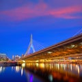 Boston Zakim bridge sunset in Massachusetts Royalty Free Stock Photo