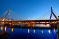 Boston Zakim bridge sunset in Massachusetts Royalty Free Stock Photo