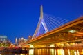 Boston Zakim bridge sunset in Massachusetts Royalty Free Stock Photo