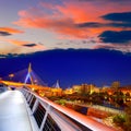 Boston Zakim bridge sunset in Massachusetts Royalty Free Stock Photo