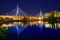 Boston Zakim bridge sunset in Massachusetts Royalty Free Stock Photo