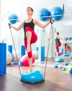 Bosu ball for fitness instructor woman in aerobics Royalty Free Stock Photo