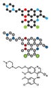 Bosutinib chronic myelogenous leukemia (CML) drug molecule. Tyrosine kinase inhibitor targeting Bcr-Abl and SRc family kinase Royalty Free Stock Photo