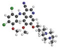 Bosutinib chronic myelogenous leukemia (CML) drug molecule. Tyrosine kinase inhibitor targeting Bcr-Abl and SRc family kinase Royalty Free Stock Photo